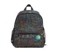 LINNIKEEEE Negro Colorido MatemáTicas Ciencia Mochila para Niños Pequeños,Minibolso de Hombro con Silbato para Viajes Niños de 1 a 6 Años