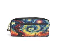 LINNIKEEEE Noche De Las Estrellas De Van Gogh Estuche de Cuero para Lápices Bolsa de Maquillaje Escolar Estudiante Caja de Lápices para Niños Niñas
