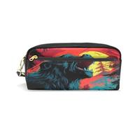 LINNIKEEEE Obra De Arte Gorila Aullido Estuche de Cuero para Lápices Bolsa de Maquillaje Escolar Estudiante Caja de Lápices para Niños Niñas