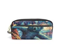 LINNIKEEEE Obra De Van Gogh Koala Estuche de Cuero para Lápices Bolsa de Maquillaje Escolar Estudiante Caja de Lápices para Niños Niñas