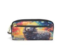 LINNIKEEEE Ovejas del Arte De Van Gogh Estuche de Cuero para Lápices Bolsa de Maquillaje Escolar Estudiante Caja de Lápices para Niños Niñas