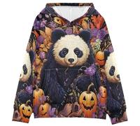 LINNIKEEEE Panda Calabaza De Halloween Sudaderas con Capucha para NiñOs NiñAs con Estampado 3D Bonitas Cómodas