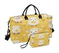 LINNIKEEEE Patrón Amarillo Linda Oveja Bolsas de Viaje para Gimnasio, Bolso de Fin de Semana con Bolsa de Aseo para Niñas Hombres