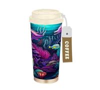 LINNIKEEEE Peces De Mar PúRpura Vaso Térmico de Acero Inoxidable para Café,Botella de Agua con Aislamiento Al Vacío para Viajes(500 Ml)