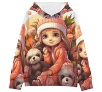 LINNIKEEEE Perrito Divertido De Navidad Sudaderas con Capucha para NiñOs NiñAs con Estampado 3D Bonitas Cómodas
