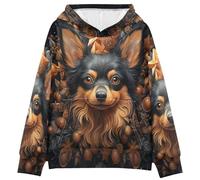 LINNIKEEEE Perro MarróN Navidad Sudaderas con Capucha para NiñOs NiñAs con Estampado 3D Bonitas Cómodas