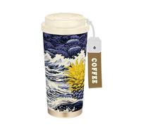 LINNIKEEEE PiñA Amarilla Mar Ola Vaso Térmico de Acero Inoxidable para Café,Botella de Agua con Aislamiento Al Vacío para Viajes(500 Ml)