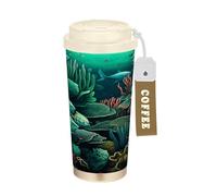 LINNIKEEEE Plantas De Mar Verde Vaso Térmico de Acero Inoxidable para Café,Botella de Agua con Aislamiento Al Vacío para Viajes(500 Ml)