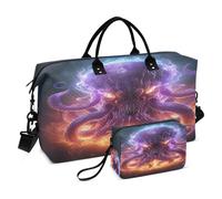 LINNIKEEEE Pulpo Enojado Despedido Bolsas de Viaje para Gimnasio, Bolso de Fin de Semana con Bolsa de Aseo para Niñas Hombres