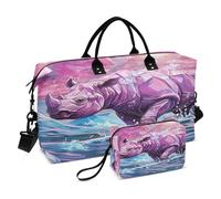 LINNIKEEEE Rinoceronte Abstracto Rosa Bolsas de Viaje para Gimnasio, Bolso de Fin de Semana con Bolsa de Aseo para Niñas Hombres