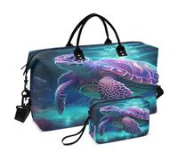 LINNIKEEEE Rinoceronte Luz Espacial Bolsas de Viaje para Gimnasio, Bolso de Fin de Semana con Bolsa de Aseo para Niñas Hombres