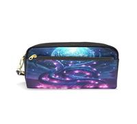 LINNIKEEEE Serpiente De Luz De Lujo Estuche de Cuero para Lápices Bolsa de Maquillaje Escolar Estudiante Caja de Lápices para Niños Niñas