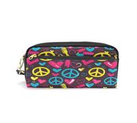 LINNIKEEEE SíMbolos Coloridos Abstractos Estuche de Cuero para Lápices Bolsa de Maquillaje Escolar Estudiante Caja de Lápices para Niños Niñas