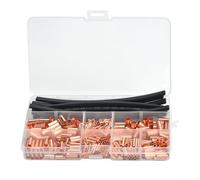 Linnkyfloa 480 conectores de cobre rojo no aislados para tamaños de cable AWG6 a AWG18 con tubo termorretráctil para energía eléctrica y automatización