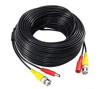 Linnkyfloa Cable de alimentación de vídeo BNC de 20 m para cámaras CCTV, cable siamés, contactos chapados en oro, protección para todo tipo de clima, configuración de seguridad en el hogar, grabador
