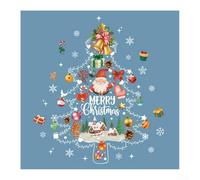 Linnkyfloa Calcomanías de Navidad para ventana, calcomanías de árbol de Papá Noel, decoración navideña, arte de vinilo de PVC reutilizable para el hogar, tienda, vidrio, decoración festiva de Feliz