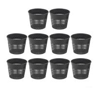 Linnkyfloa Cestas redondas resistentes a la intemperie para plantas de estanque, cesta reciclada de 8 a 13 cm con crecimiento óptimo calado, color negro (paquete de 10) (XC130)