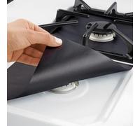 Linnkyfloa Estufa - No se adapta a revestimientos resistentes al calor, cocinas reutilizables para la mayoría de cubiertas para gas (27 x 27 cm, color negro plateado), diseño apto para lavavajillas