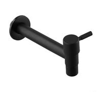 Linnkyfloa Grifo de pared de acero inoxidable con mango largo para jardín, cocina, baño y balcón, acabado negro, resistente al óxido, ahorra espacio (L)