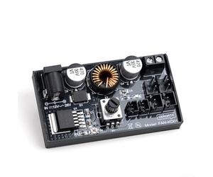 Linnkyfloa Hub controlador de velocidad de ventilador de 60 W CC con perilla de ajuste manual, soporta hasta seis ventiladores de 2/3 pines, adaptador dual de 12 V CC o entrada de alimentación