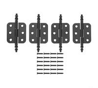 Linnkyfloa Juego de 6 mini bisagras de bronce antiguo con cabeza de corona, bisagra decorativa antigua para gabinete vintage, caja de joyería, cofres de madera, bronce verde, acabado de bronce rojo