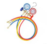 Linnkyfloa Juego de manómetros de colector HVAC R12, R22, R134a y R502 AC Systems - Manómetros dobles de 68 mm (0-120 PSI / 0-500 PSI), mangueras de 3-3 pies, vidrio de visión integrado, cuerpo de