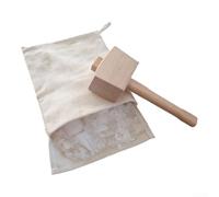 Linnkyfloa Mazo de madera para carpintero, martillo de madera maciza de haya, mango ergonómico, multiusos, para carpintería, cincel, herramientas de cuero, aplastamiento de hielo, 25 x 11 cm, 250 g