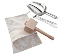 Linnkyfloa Mazo de madera para proyectos de carpintería, cinceles de roscado, martillo de cuero con mango ergonómico, construcción de madera maciza de haya (4 piezas)