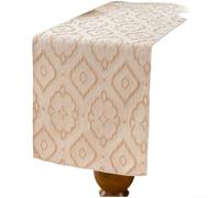 Linnkyfloa Mesa de poliéster para corredor con detalles florales elevados para comedor, entrada, soporte de TV y uso moderno (35 x 120 Begonia, arroz)