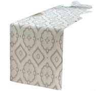 Linnkyfloa Mesa de poliéster para corredor con detalles florales elevados para comedor, entrada, soporte de TV y uso moderno (35 x 120 Begonia, gris)