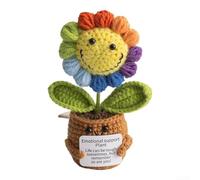 Linnkyfloa Muñeca de girasol artesanal para apoyo emocional, juguete de terapia de felpa con base para atención plena y reflexión personal (girasoles de colores)