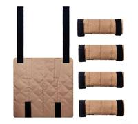 Linnkyfloa Paquete de 4 almohadillas acolchadas para escalera de litera de 10 x 10 pulgadas, alfombrillas con correas para dormitorio, loft, RV, fundas protectoras marrones que reducen el ruido