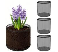 Linnkyfloa Paquete de 4 bolsas reutilizables de malla para plantas de estanque, macetas acuáticas redondas de 7.1 pulgadas, forro de jardín transpirable para interiores y exteriores, color negro