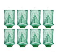 Linnkyfloa Paquete de 8 trampas reutilizables para moscas al aire libre con bandeja de cebo, atrapamoscas colgantes, granero, granja, huerto, patio, trampa de control eficaz, verde (8)