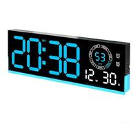 Linnkyfloa Reloj de pared digital con pantalla LED brillante, calendario de fecha, semana, termómetro interior, alarma dual y control de brillo de 10 pasos (A)