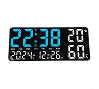 Linnkyfloa Reloj de pared digital LED de 13.7 pulgadas con pantalla grande, humedad, alarma dual, temporizador de cuenta regresiva para sala de estar, dormitorio, oficina (B)