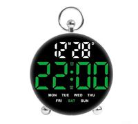 Linnkyfloa Reloj despertador digital controlado por voz con pantalla LED y fecha, ajuste de brillo de 3 niveles, modo nocturno activado por aplausos para dormitorio (verde)