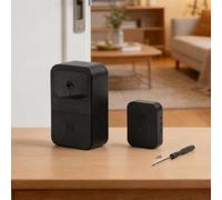 Linnkyfloa Timbre de video inteligente con cambiador nocturno y de voz para seguridad en el hogar, modo de privacidad de monitoreo de video, fácil de instalar, color negro, 2 x 3.5 x 6 pulgadas