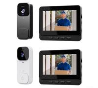 Linnkyfloa Timbre de video inteligente con pantalla de 4.3 pulgadas, intercomunicador bidireccional inalámbrico, cámara HD de 300.000 píxeles, batería de larga duración, para seguridad del hogar