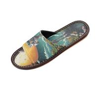 Linnyio Acuarela Obra De Arte Espacio Astronauta Chanclas de Viaje para JóVenes Ligeras Sandalias de Punta Abierta Antideslizantes para Uso Exterior Hombres Mujeres