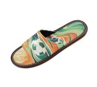 Linnyio Acuarela Obra De Arte Verde Bola Chanclas de Viaje para JóVenes Ligeras Sandalias de Punta Abierta Antideslizantes para Uso Exterior Hombres Mujeres