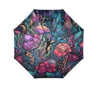 Linnyio Animales Del Mar De La Acuarela Paraguas de Viaje Resistente al Viento Apertura Cierre AutomáTicos,Compacto con ProteccióN Solar UPF 50+ Ideal para JóVenes Chicas