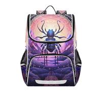 Linnyio ArañA Rosa Resplandor MíStico Circular Mochila Escolar de Gran Capacidad para Niñas y Niños