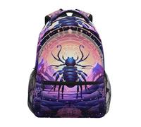 Linnyio ArañA Rosa Resplandor MíStico Circular Mochila Escolar para Niñas y Niños,Mochilas para Libros y Bolsos con Estilo para Estudiantes