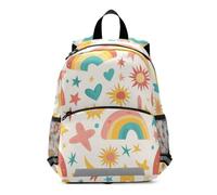Linnyio Arco Iris Estrellas Corazones Alegres Mochila Preescolar para Niños de 3 a 8 Años,Mochila Escolar con Diseño de Dibujos Animados para Niños