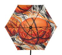 Linnyio Balones De Baloncesto Llamas Naranja Vibrante Paraguas Plegable con Protección Uv,Paraguas de Viaje Compacto con Bloqueo Solar para Niños