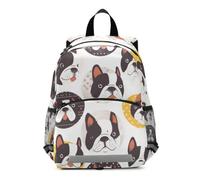 Linnyio Bulldog FrancéS De Dibujos Animados Adorable Mochila Preescolar para Niños de 3 a 8 Años,Mochila Escolar con Diseño de Dibujos Animados para Niños
