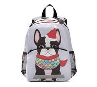 Linnyio Bulldog FrancéS Festivo De Invierno Mochila Preescolar para Niños de 3 a 8 Años,Mochila Escolar con Diseño de Dibujos Animados para Niños