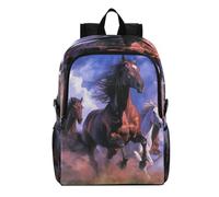 Linnyio Caballos Al Galope Poderosa Hermosa Mochila Plegable Impermeable y Ligera para Senderismo y Viajes,Compactable para Actividades al Aire Libre
