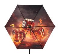 Linnyio Dados Rojos Llamas Oscuro Paraguas Plegable con Protección Uv,Paraguas de Viaje Compacto con Bloqueo Solar para Niños